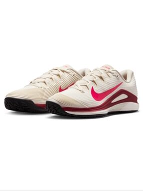 Nike Court Air Zoom Vapor White Pink Maroon Low-Top Tennis Shoes Size 7